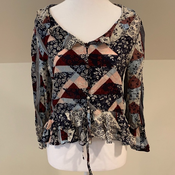 Jessica Simpson Tops - Patchwork Patterned Blouse